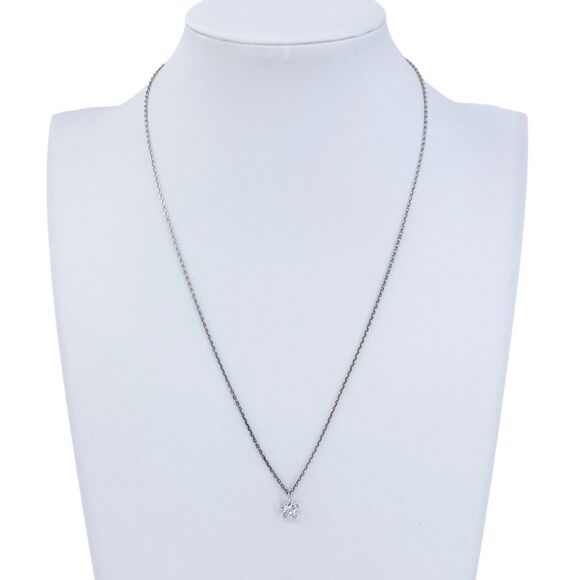 Vintage Sterling Silver 925 0.7mm Cubic Zirconia Star Necklace 16.5" - Picture 1 of 4